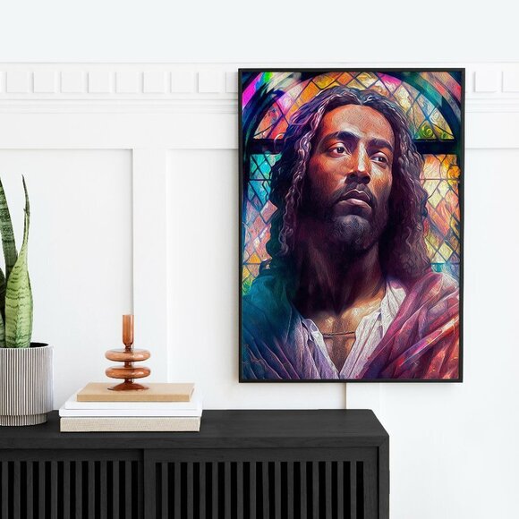 16x20 Jesus Stained Glass‎ Wall Art Watercolor Oil Painting Poster - Picture 2 of 7